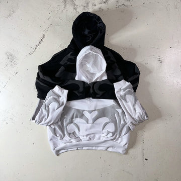Depth Hoodie Black/White – Oversized Bold Streetwear Fit | LZRUS